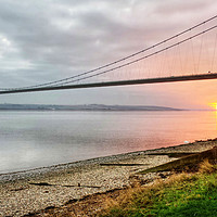Buy canvas prints of Sunset at Humber Bridge by Dave Leason