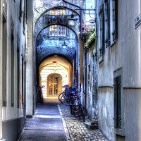 Buy canvas prints of  Walk way in the old town of Bern, Switzerland by Paul Williams