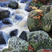 Buy canvas prints of  Autumn waterfall, Peak District by Jolanta Kostecka