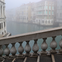 Buy canvas prints of  Venice Bridge in the Mist by Angela Starling