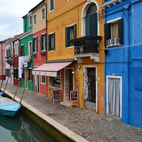 Buy canvas prints of  Burano in Venice, Italy. by Angela Starling
