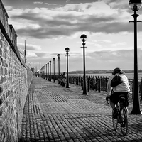 Buy canvas prints of  Cycling alongside the Mersey. by Stephen Jones