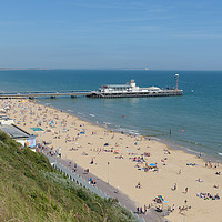 Buy canvas prints of Bournemouth beach and pier looking towards Boscomb by Mark Roper