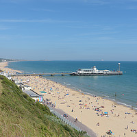 Buy canvas prints of Bournemouth beach and pier looking towards Boscomb by Mark Roper