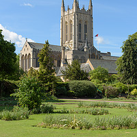 Buy canvas prints of St Edmundsbury Cathedral with shadow in foreground by Mark Roper