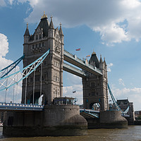 Buy canvas prints of Tower Bridge in London from below by Mark Roper