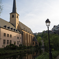 Buy canvas prints of St Jean du Grund church in Luxembourg by Mark Roper