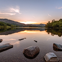 Buy canvas prints of  Sunset over Lake Grasmere by John Vaughan