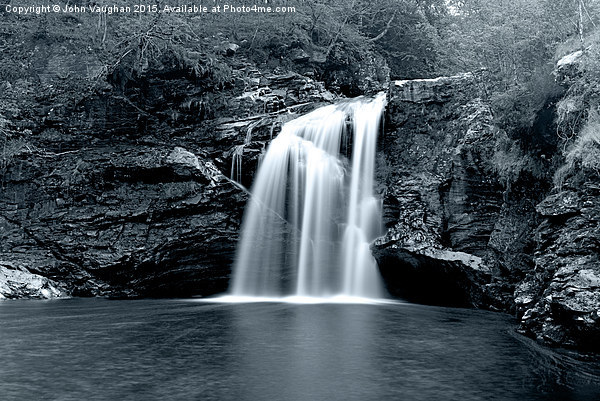  Falls of Falloch - Black and White Picture Board by John Vaughan