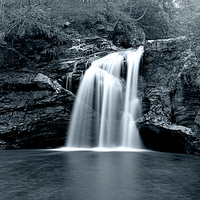 Buy canvas prints of  Falls of Falloch - Black and White by John Vaughan