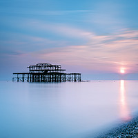 Buy canvas prints of Sunset at Brighton West Pier by John Vaughan