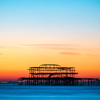Buy canvas prints of Sunset over West Pier by John Vaughan