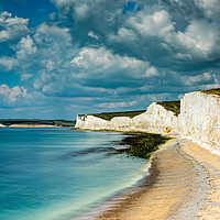 Buy canvas prints of Seven Sisters and Cuckmere from Birling Gap by John Vaughan
