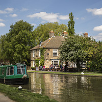 Buy canvas prints of The Navigation Inn and Canal Boat by Len Brook