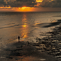 Buy canvas prints of Watching the Sunset, Worthing Beach by Len Brook