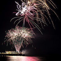 Buy canvas prints of Fireworks from Worthing Pier by Len Brook