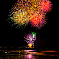 Buy canvas prints of Worthing Beach fireworks 2017 by Len Brook