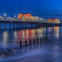 Buy canvas prints of Worthing Pier Night Lights by Len Brook