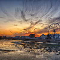 Buy canvas prints of Worthing Beach Sunset by Len Brook
