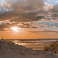 Buy canvas prints of  Harlech Dunes at Sunset by Black Key Photography