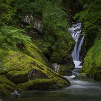 Buy canvas prints of  Nant Gwernol Waterfall by Black Key Photography