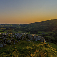 Buy canvas prints of  Sunset view from Craig yr Aderyn, Gwynedd, Wales, by Black Key Photography