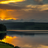 Buy canvas prints of Sunset and Reflections, Llyn Clywedog, Powys by Black Key Photography