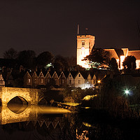 Buy canvas prints of Aylesford bridge and church at night by Nick Mungham