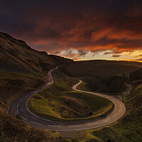 Buy canvas prints of Bwlch Mountain road during sunrise by Sandra Kepkowska