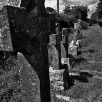 Buy canvas prints of  Row of headstones - Salwayash churchyard by Teresa Moore