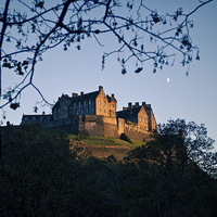 Buy canvas prints of  Edinburgh Castle Winter Sun by Simon Russell
