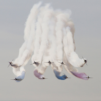 Buy canvas prints of  Red Arrows in flight by Simon Russell