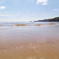 Buy canvas prints of  Monkstone Point, from Saundersfoot Beach,  by Geoff Titterton