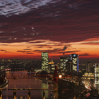 Buy canvas prints of  Main, Frankfurt, River, sunset by Christian Dichtl
