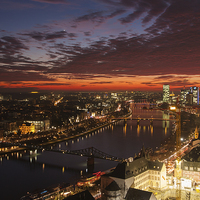 Buy canvas prints of Main, Frankfurt, Eiserner Steg, River, Sunset by Christian Dichtl