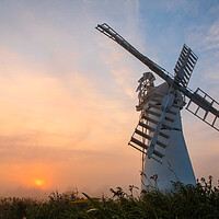Buy canvas prints of Thurne windmill at sunrise by tim miller