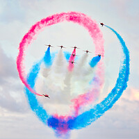 Buy canvas prints of Red Arrows display team in formation by tim miller