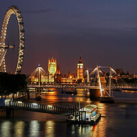 Buy canvas prints of River Thames at night looking towards big ben and houses of parliament  by tim miller