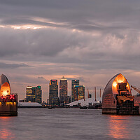 Buy canvas prints of thames flood barrier early evening light by tim miller