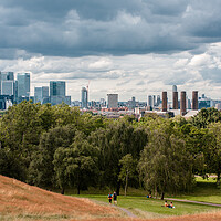Buy canvas prints of Canary Wharf tall buildings from Greenwich park by tim miller