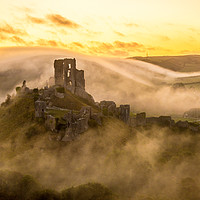 Buy canvas prints of Misty Corfe Castle by Richard Murgatroyd