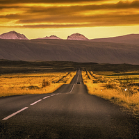 Buy canvas prints of  The Road from Reykjavic, Iceland by Meurig Pembrokeshire