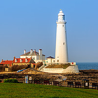 Buy canvas prints of  St Marys Island and Lighthouse  by Naylor's Photography