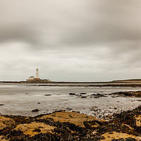 Buy canvas prints of St. Mary's Lighthouse viewed from Hartley Bay..... by Naylor's Photography