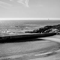 Buy canvas prints of Calm at Cullercoats Bay in Mono......... by Naylor's Photography