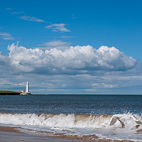 Buy canvas prints of Waves and The Lighthouse............ by Naylor's Photography