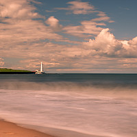 Buy canvas prints of St. Marys Lighthouse from The Beach  by Naylor's Photography