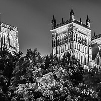 Buy canvas prints of Night black and white at the Cathedral....... by Naylor's Photography