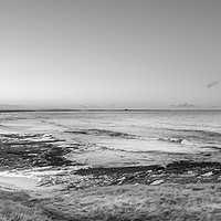 Buy canvas prints of Black & White Bamburgh Beach View by Naylor's Photography