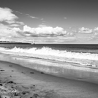 Buy canvas prints of Beach view to St. Marys Lighthouse Mono by Naylor's Photography